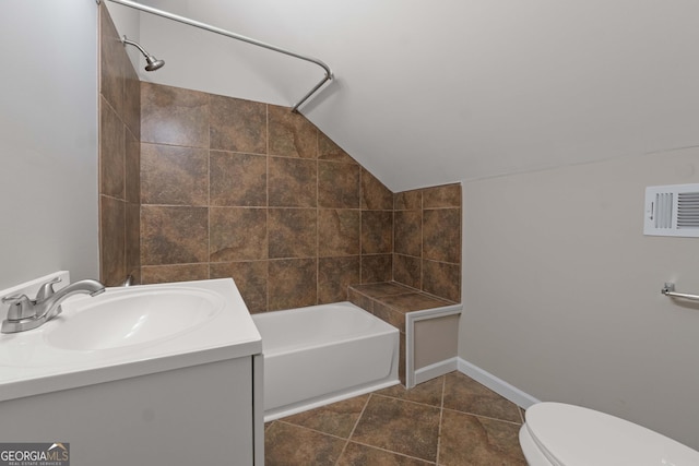901 Jamesway Dr, Sparta, GA 31087 - full bath featuring lofted ceiling, vanity, and shower / washtub combination