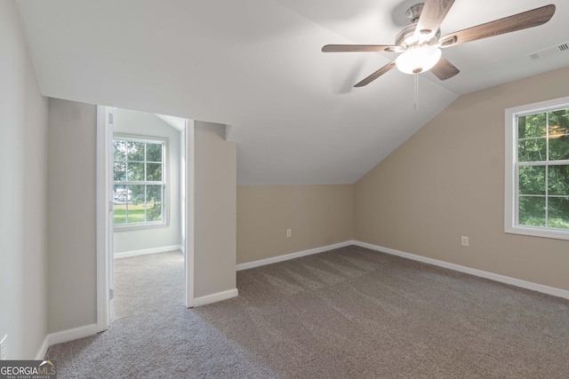 901 Jamesway Dr, Sparta, GA 31087 - bonus room featuring carpet flooring, healthy amount of natural light, vaulted ceiling, and ceiling fan