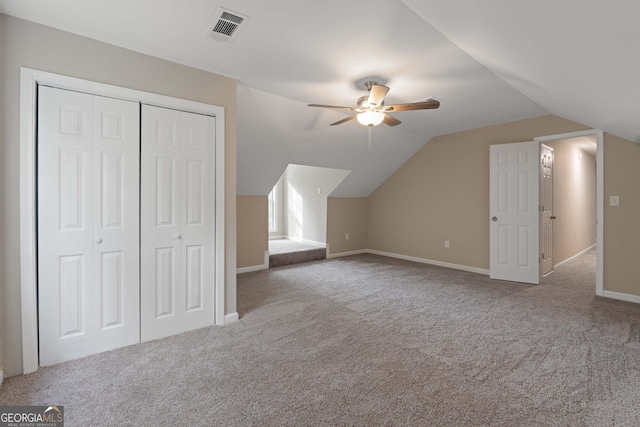 901 Jamesway Dr, Sparta, GA 31087 - additional living space with carpet flooring, a ceiling fan, and vaulted ceiling