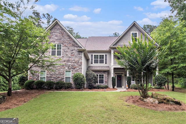 10 Ridgeview Ct, Newnan, GA 30263 - view of front of property with a front yard and stone siding