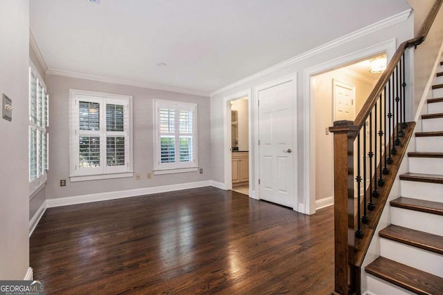1836 Preserve Way, Brookhaven, GA 30341 - unfurnished room with stairway, wood finished floors, and ornamental molding