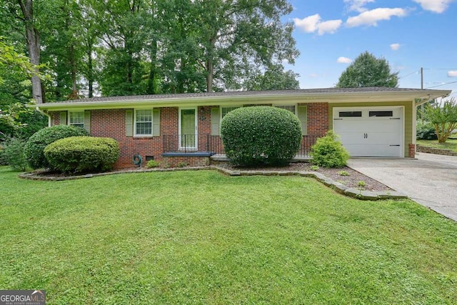 4212 Worth St NW, Acworth, GA 30101 - ranch-style house with a garage, brick siding, driveway, and a front lawn
