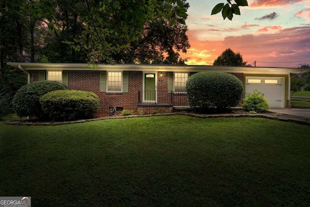 4212 Worth St NW, Acworth, GA 30101 - ranch-style home featuring brick siding, a garage, driveway, and a yard