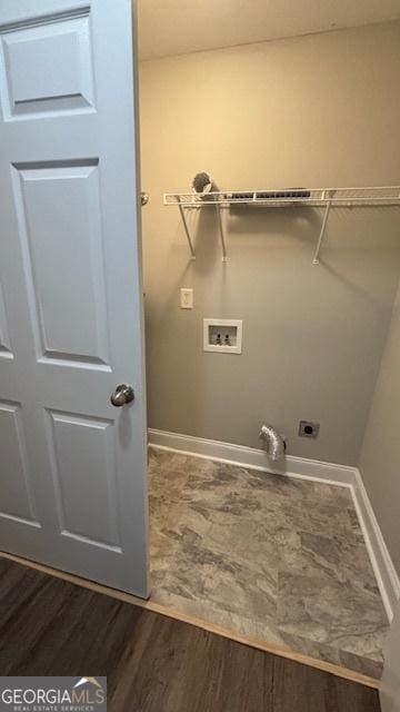 320 Cainbridge Mdws, Demorest, GA 30535 - laundry area featuring hookup for a washing machine, dark wood-type flooring, and electric dryer hookup