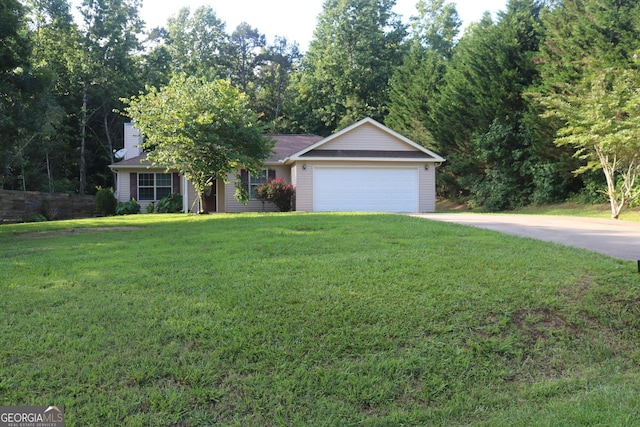 320 Cainbridge Mdws, Demorest, GA 30535 - view of front of house with a front yard, an attached garage, a chimney, and driveway