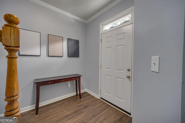 5381 Briar Creek Ln, Norcross, GA 30071 - foyer entrance featuring dark wood finished floors and crown molding