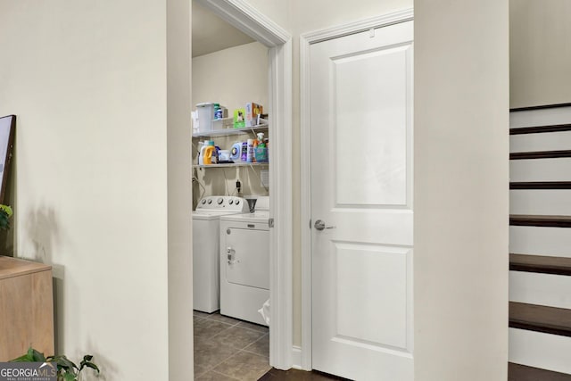 5640 Hammock Way, Cumming, GA 30028 - laundry area with washer and clothes dryer and tile patterned flooring