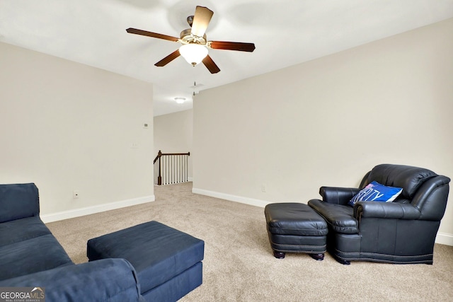 5640 Hammock Way, Cumming, GA 30028 - carpeted living area with ceiling fan and baseboards