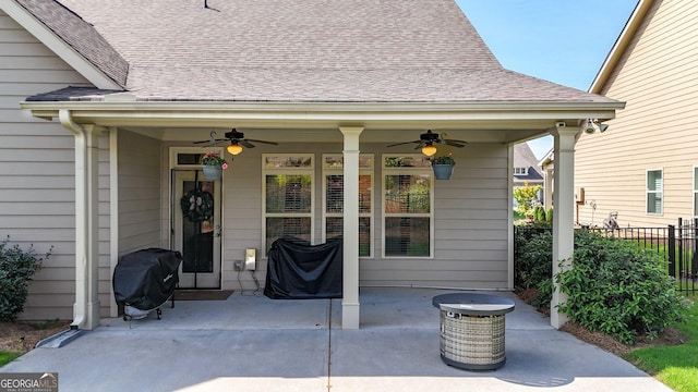 5640 Hammock Way, Cumming, GA 30028 - view of patio / terrace with a ceiling fan and a grill