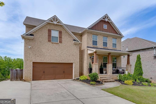 1830 Secretariat Gait Way, Suwanee, GA 30024 - craftsman inspired home with covered porch, brick siding, driveway, and a garage
