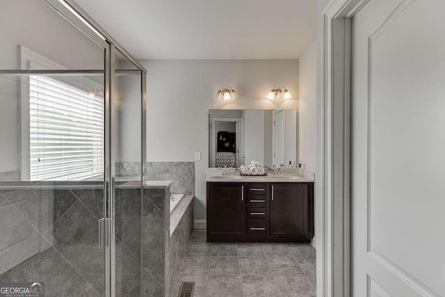 1830 Secretariat Gait Way, Suwanee, GA 30024 - bathroom with a garden tub, double vanity, and a stall shower
