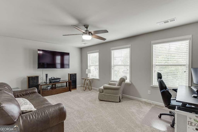 1830 Secretariat Gait Way, Suwanee, GA 30024 - living area featuring ceiling fan, an office area, and carpet