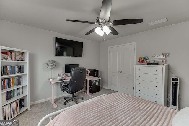 1830 Secretariat Gait Way, Suwanee, GA 30024 - carpeted bedroom with a closet, an office area, and ceiling fan