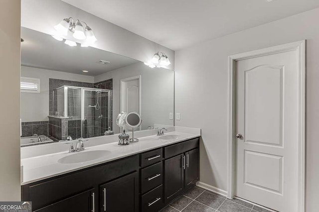 1830 Secretariat Gait Way, Suwanee, GA 30024 - bathroom with tile patterned floors, a stall shower, double vanity, and a tub