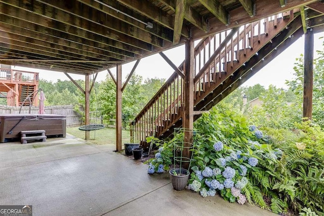 1830 Secretariat Gait Way, Suwanee, GA 30024 - view of patio / terrace featuring stairs and a hot tub