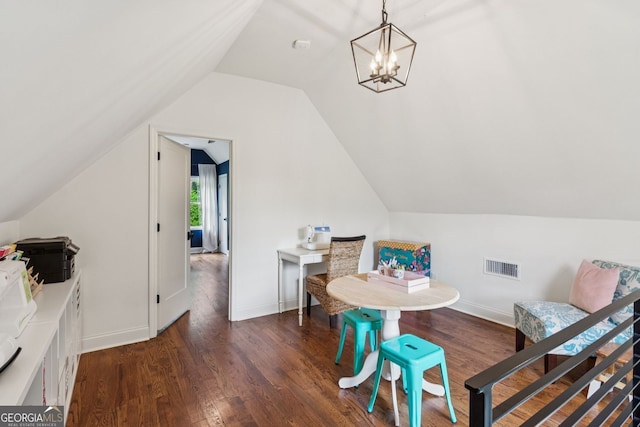 5095 Karr Rd, Cumming, GA 30040 - bonus room featuring wood finished floors, vaulted ceiling, and a chandelier