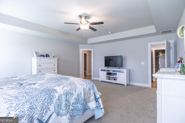 11 Rachel Ln, Hartwell, GA 30643 - carpeted bedroom with a raised ceiling, a ceiling fan, and a spacious closet