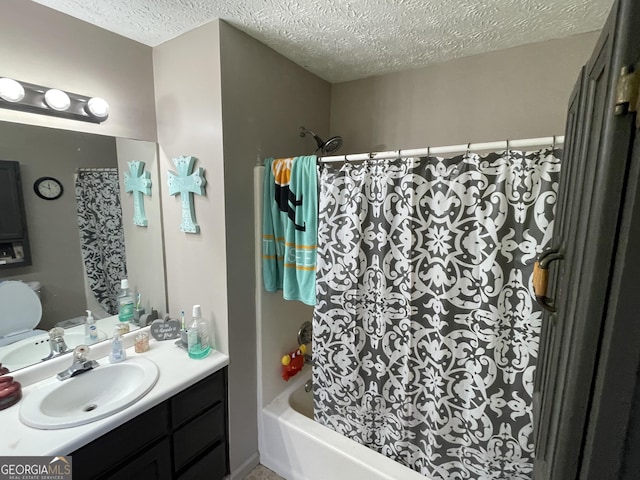 1791 Little Fawn Trl NW, Conyers, GA 30012 - full bathroom featuring vanity, a textured ceiling, and shower / bath combo