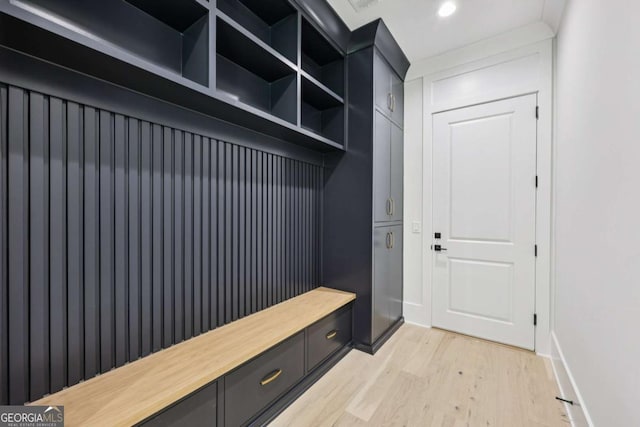 3205 Bold Springs Rd, Dacula, GA 30019 - mudroom featuring light wood-type flooring and baseboards