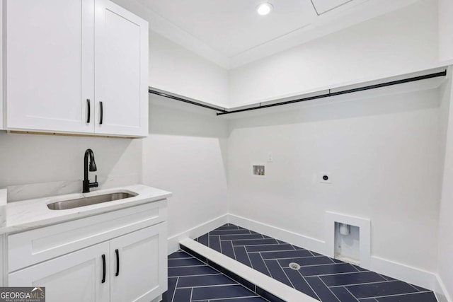 3205 Bold Springs Rd, Dacula, GA 30019 - laundry room featuring electric dryer hookup, cabinet space, washer hookup, recessed lighting, and tile patterned flooring