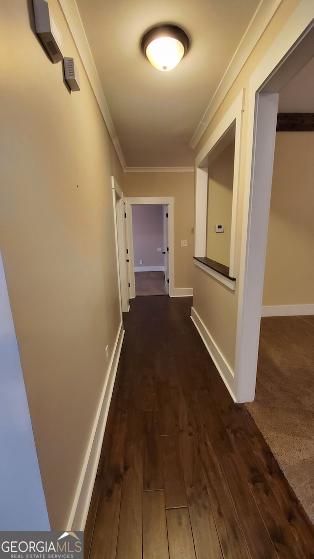 90 Alcovy Reserve Way, Covington, GA 30014 - corridor with crown molding and dark wood-style flooring