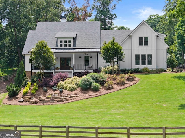 4813 Jess Helton Rd, Gainesville, GA 30506 - modern farmhouse style home with board and batten siding, french doors, a standing seam roof, and roof with shingles