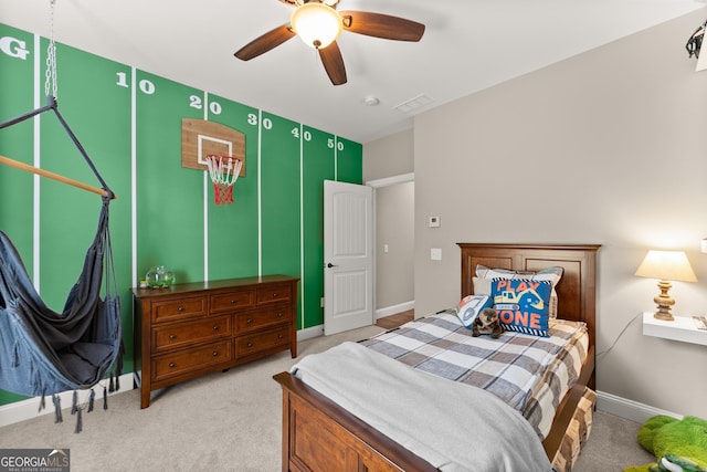 4813 Jess Helton Rd, Gainesville, GA 30506 - bedroom featuring light carpet and a ceiling fan