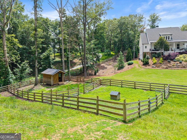 4813 Jess Helton Rd, Gainesville, GA 30506 - view of yard featuring a storage shed and a view of rural / pastoral area