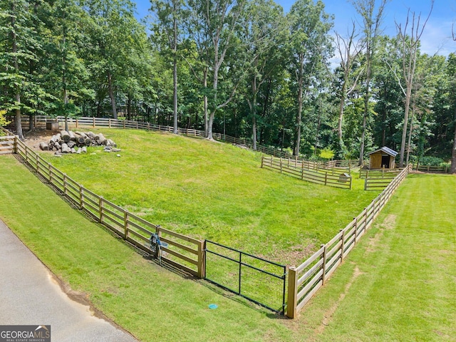 4813 Jess Helton Rd, Gainesville, GA 30506 - view of yard featuring an outbuilding, an exterior structure, and a view of countryside