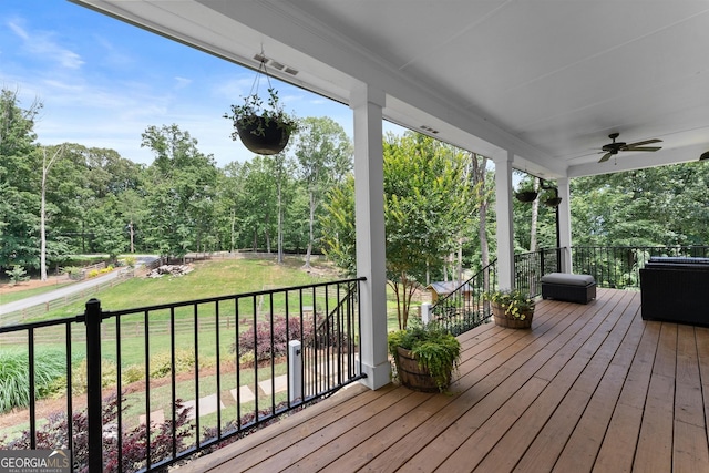 4813 Jess Helton Rd, Gainesville, GA 30506 - deck with a lawn and a ceiling fan
