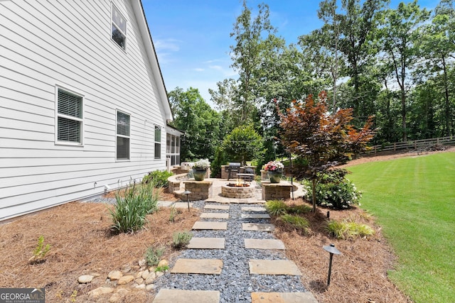 4813 Jess Helton Rd, Gainesville, GA 30506 - view of yard with an outdoor fire pit