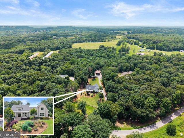 4813 Jess Helton Rd, Gainesville, GA 30506 - aerial view of property and surrounding area with a heavily wooded area and property parcel outlined