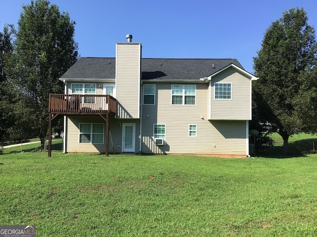 330 Anchors Way, Winder, GA 30680 - back of house featuring a yard, a chimney, and a deck