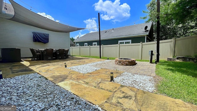 420 Ashbury Cir, Dallas, GA 30157 - view of patio / terrace featuring an outdoor fire pit