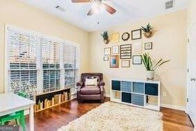 380 Victorian Ln, Duluth, GA 30097 - living area featuring ceiling fan and wood finished floors