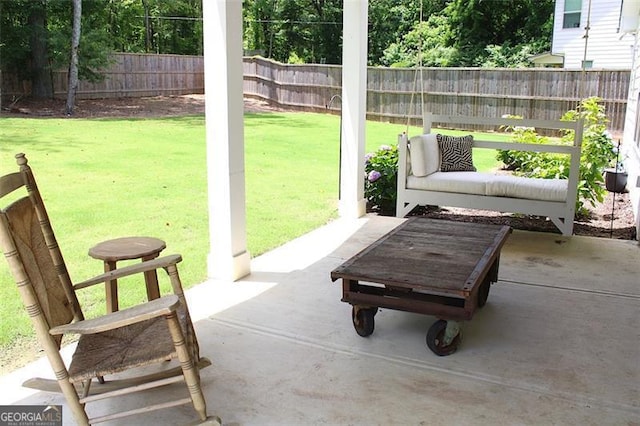 688 Harmony Rd, Temple, GA 30179 - fenced backyard featuring a patio area