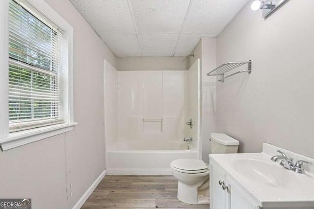 73 Azalea Dr, Villa Rica, GA 30180 - bathroom featuring a paneled ceiling, wood finished floors,  shower combination, and vanity