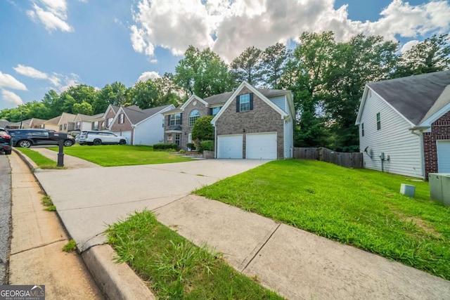 4815 Price St, Forest Park, GA 30297 - traditional-style house with concrete driveway, a garage, stone siding, and a residential view