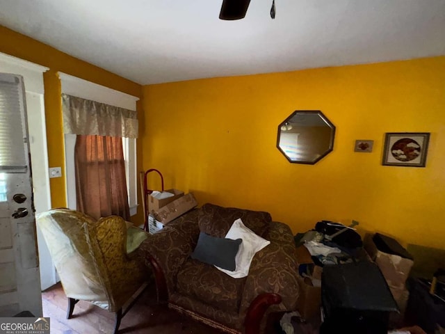 6733 Old Covington Rd, Lithonia, GA 30058 - living room featuring ceiling fan
