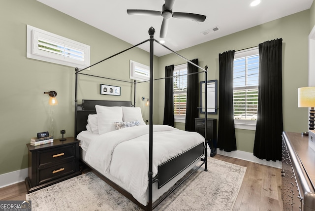 306 Clarendon Ct SE, Gainesville, GA 30501 - bedroom with light wood-type flooring, recessed lighting, and a ceiling fan