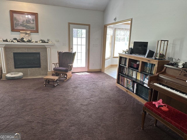 722 Gumlog Rd, Wrightsville, GA 31096 - sitting room featuring carpet and a fireplace