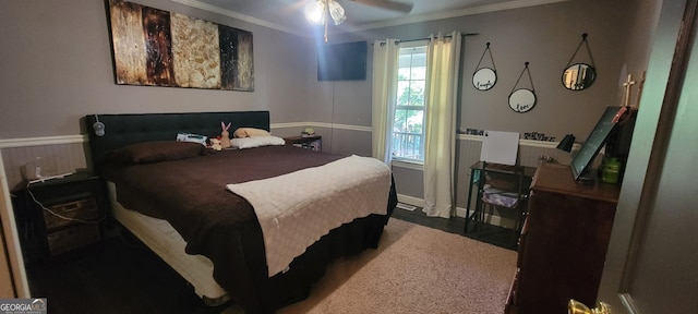 1605 Cody Rd, Mount Airy, GA 30563 - bedroom with crown molding and a ceiling fan