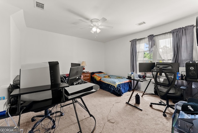 625 Hickory Nobb, Sugar Hill, GA 30518 - carpeted bedroom featuring an office area and a ceiling fan