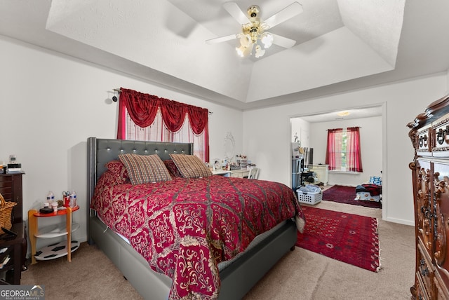 625 Hickory Nobb, Sugar Hill, GA 30518 - carpeted bedroom with a ceiling fan and a raised ceiling