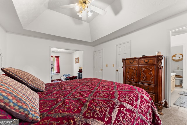 625 Hickory Nobb, Sugar Hill, GA 30518 - carpeted bedroom featuring connected bathroom and ceiling fan