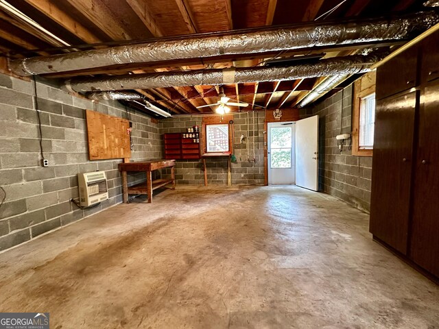 10 Montre Cir SE, Silver Creek, GA 30173 - basement with heating unit and concrete block wall