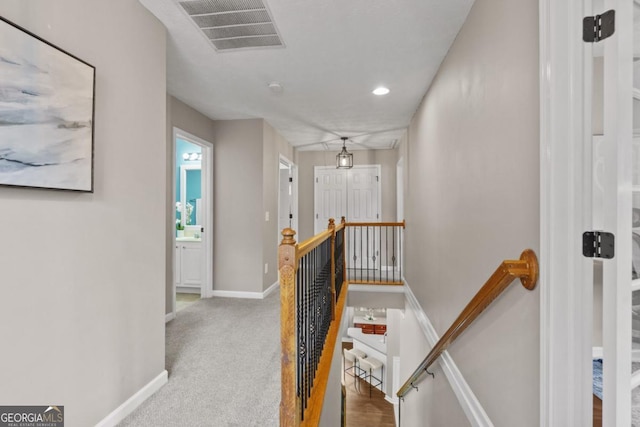 4020 New Salem Ct, Cumming, GA 30040 - hall with an upstairs landing, recessed lighting, and carpet floors