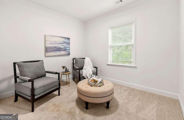 5534 Parkerton Ln, Sandy Springs, GA 30342 - sitting room featuring light carpet and ornamental molding