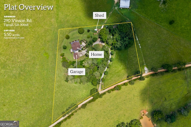 290 Vinson Rd, Tignall, GA 30668 - aerial view of property's location featuring property parcel outlined