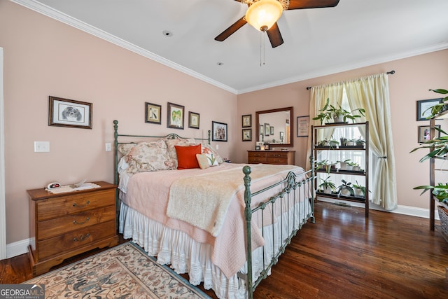 290 Vinson Rd, Tignall, GA 30668 - bedroom with wood finished floors, ornamental molding, and ceiling fan
